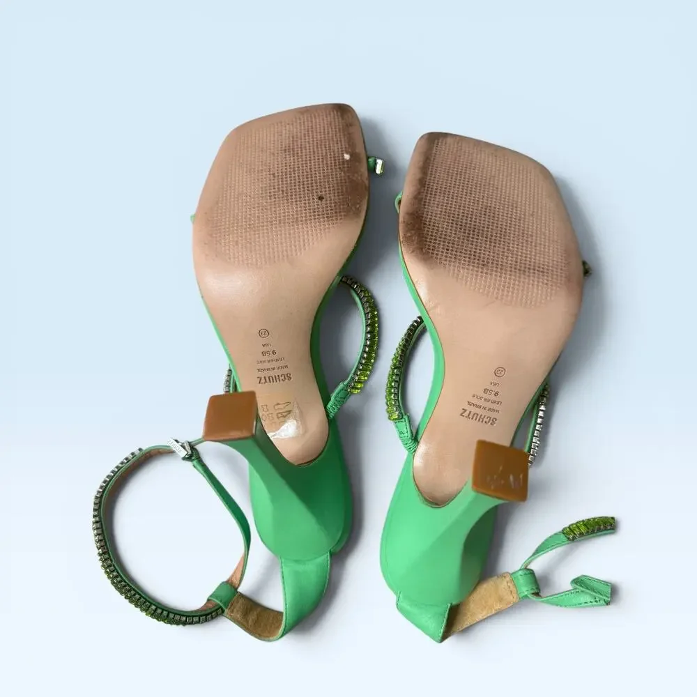 SCHUTZ green leather